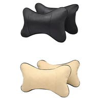 1pcs car neck pillow bone car headrest care seat head perforating design pu leather pillow auto interior seat safety accessories