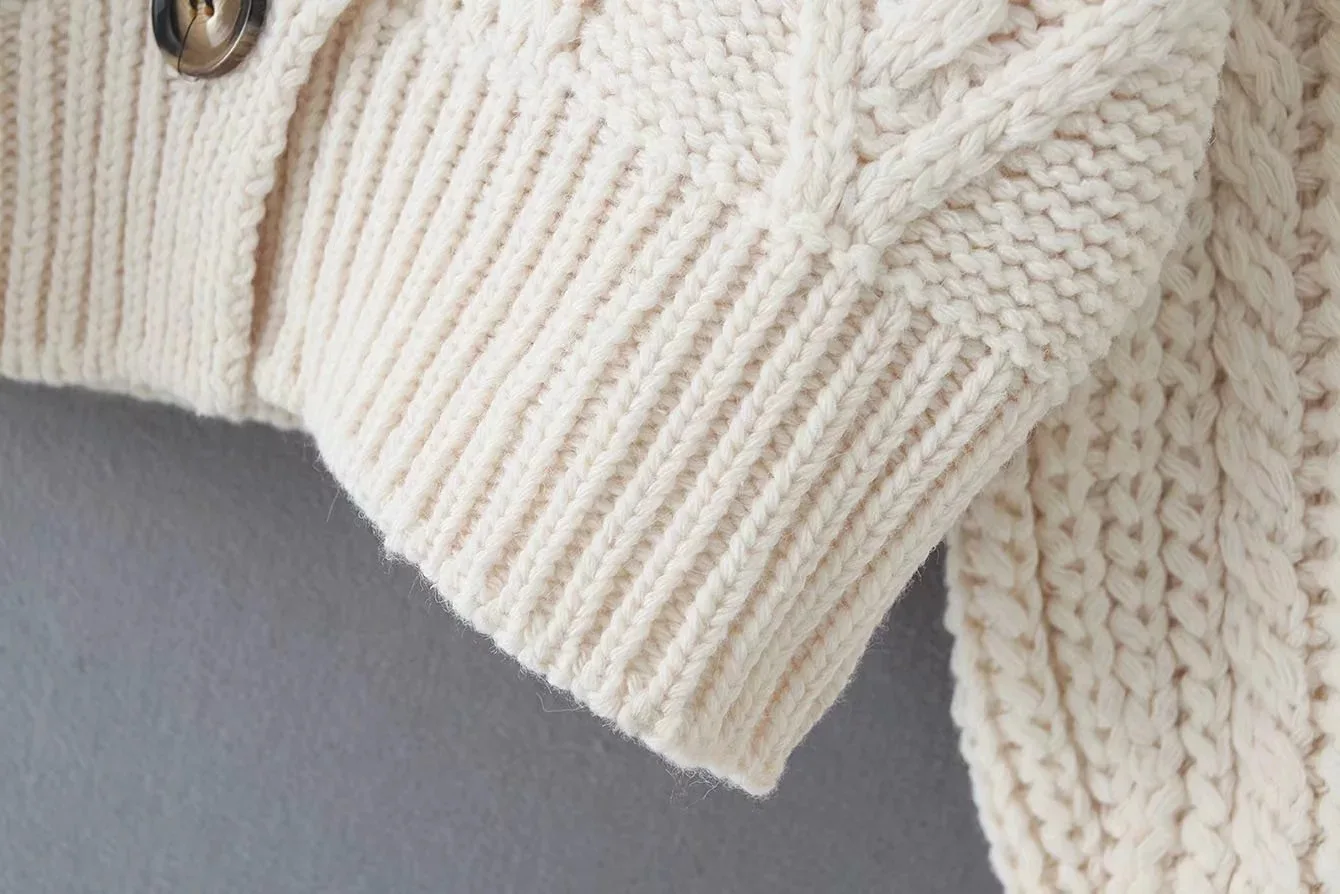 Корейский грубый короткий однобортный Кардиган с v-образным вырезом