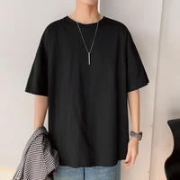 short sleeve black white loose t shirt mens 2021 summer classic solid tshirt top tees casual clothes plus oversize m 5xl o neck