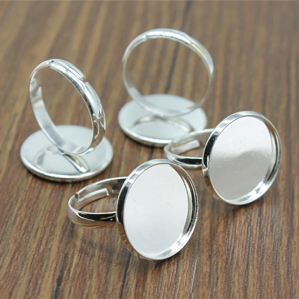 

2pcs Glass Cabochon Simple Adjustable Ring Setting Base Blank DIY Jewelry Findings Craft Accessories