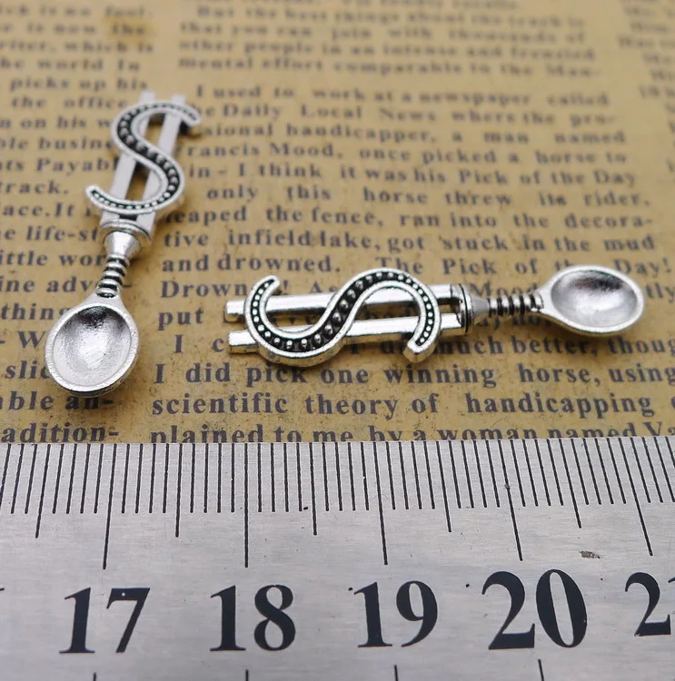

Supplies For Jewelry Making 10pcs 10x37mm Antique Silver Color Currency Spoon Charms