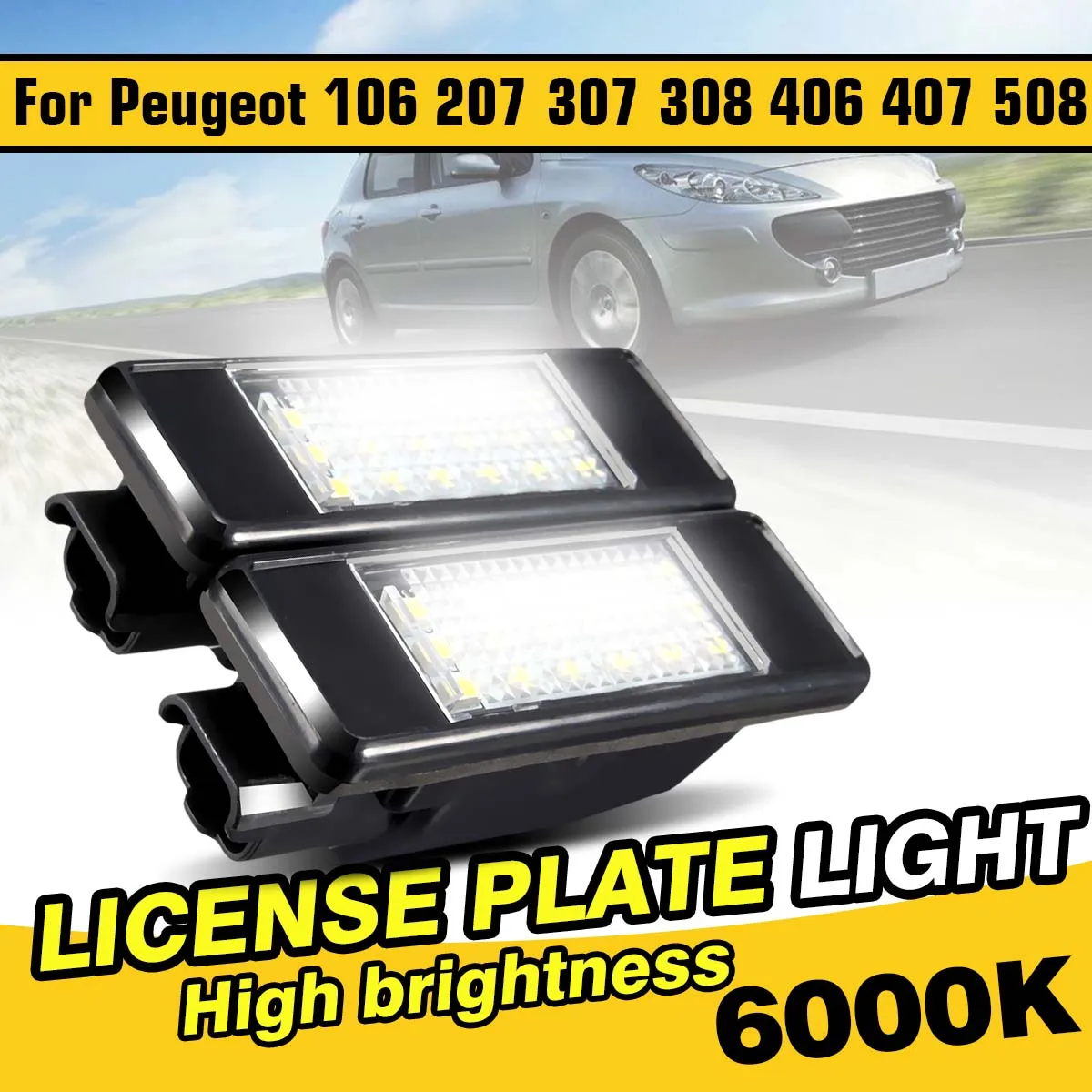 2x Car Rear 18 LED SMD License Number Plate Light Lamp 6000K For Peugeot 106 207 307 308 406 407 For CITROEN C3 C4 C5 C6 C8