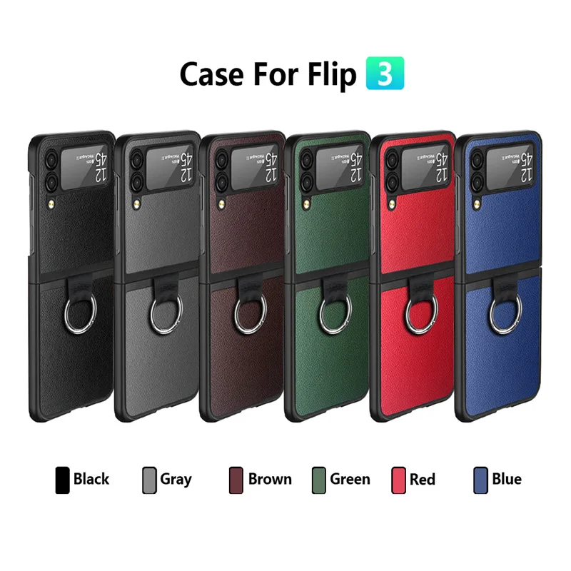 

Fashion Simplicity imitation leather Ring case for Samsung Galaxy Z Flip 3 5G Cover Anti-knock luxury Cases for Flip3