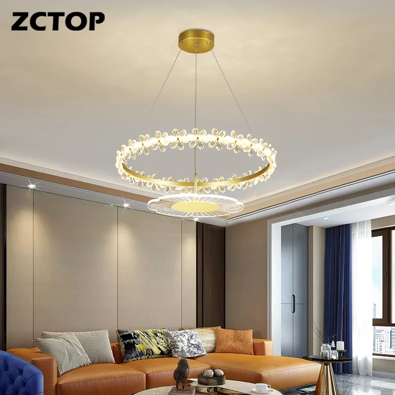 

Crystal Modern LED Pendant Lights Gold Pendant Lamps for Living Room Bedroom Kitchen Decor Chandeliers Lustre Hanging Lighting