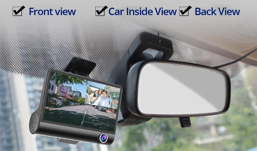 E-ACE Dashcam B28 DVR 4,0 дюймов Автомобильная камера 1080P Авто рекордер FHD видеорегистратор ночного видения автомобильные видеорегистраторы 3 объектива камеры видео регистратор