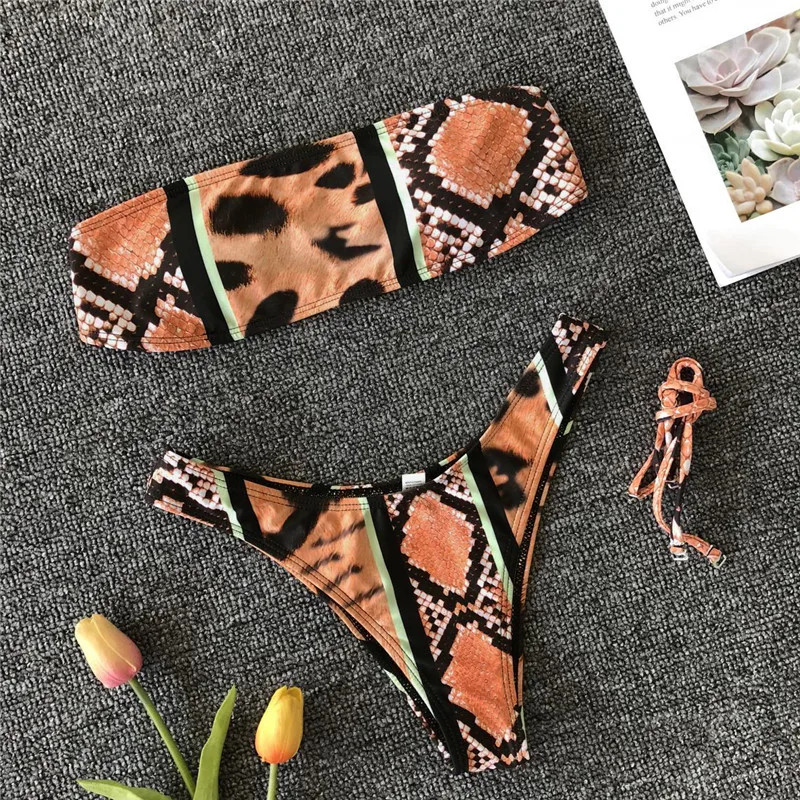 Бразильские бикини стринги 2019 Купальник бандо женский с высоким вырезом