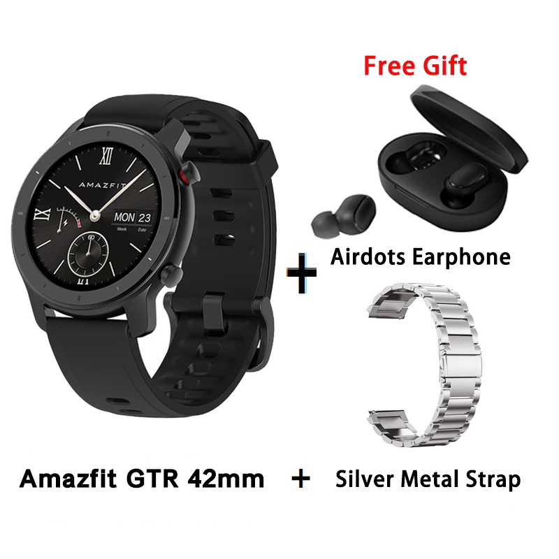 [Глобальная версия] AMAZFIT GTR умные часы 42 мм 5 АТМ водонепроницаемые gps ГЛОНАСС Bluetooth монитор сердечного ритма умные часы - Цвет: B add silver metal
