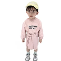 dfxd toddler casual dress for girls 2 7t korean style letter straight sweatshirt dress with belt long sleeve baby dress vestido