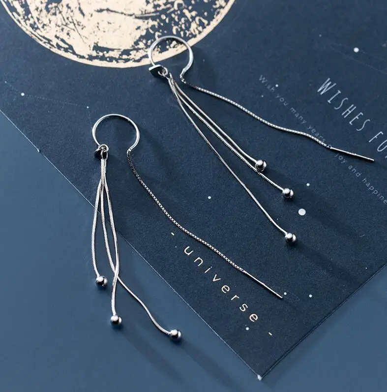 

Dangle Chain Earrings 925 Sterling Silver Minimalist Style