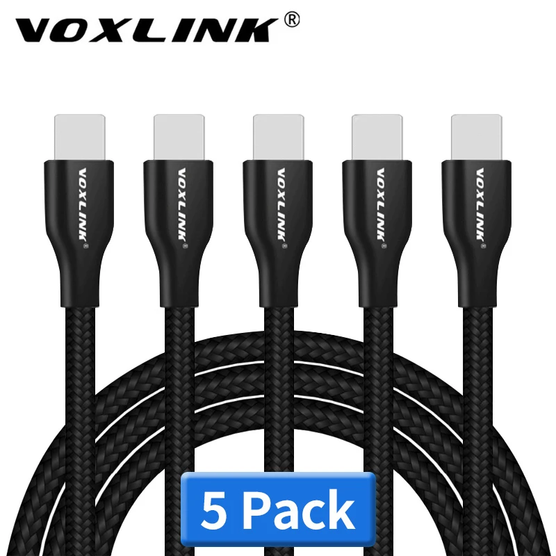 

VOXLINK USB Cable 5Pack Nylon Braided for iphone X XS XR Fast Charging Sync Data 2.4A For iphone xs max 8 8Plus 7 6s ipad mini