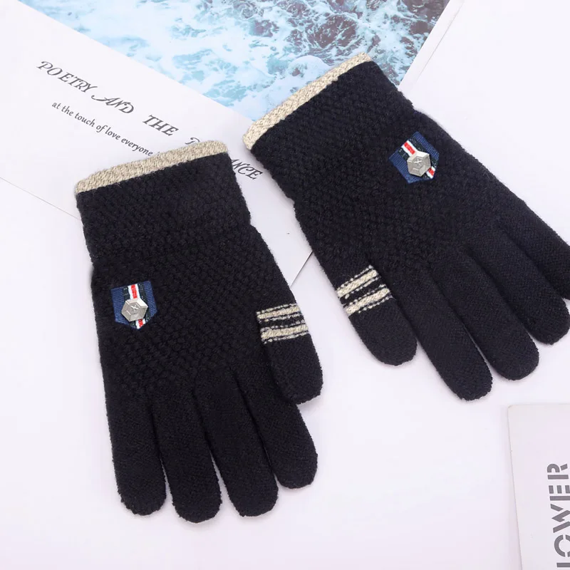 Children Gloves For 5-12 Years Boys Knitted Winter Soft Warm Split Full Finger Kids Gloves Outdoor Cycling Play Boys Gloves