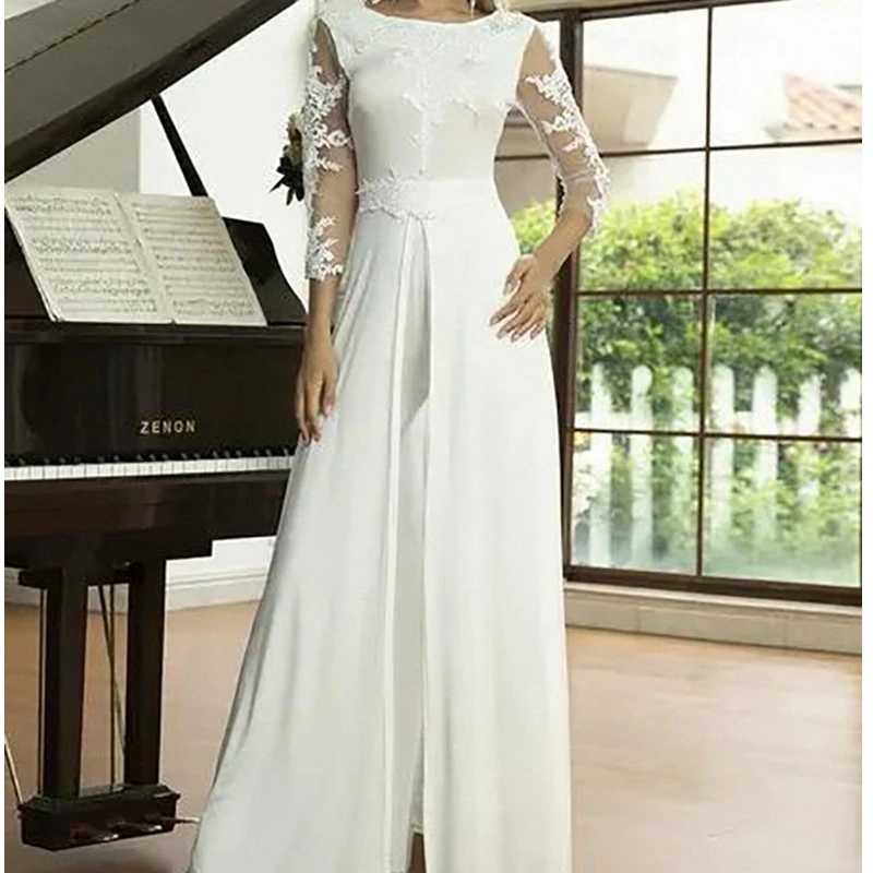 

Комбинезоны Wepbel однотонные с вышенной талией, прозрачный кружевной комбинезон с длинным рукавом, женский кружевной тренчкот, вечерний комб...