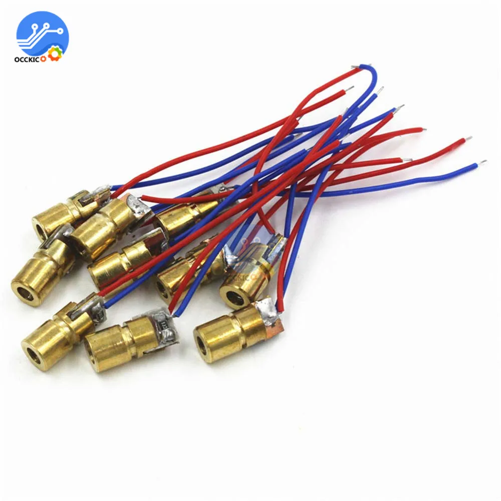 

10pcs X 650nm 6mm 3V 5mW Laser Dot Diode Module Red Copper Head Mini Laser pointer