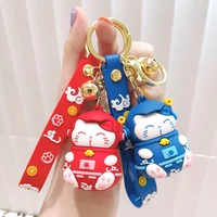 lucky cat keychain female cute car key chain net red doll cat bag pendant cartoon creative christmas gift accessories wholesale