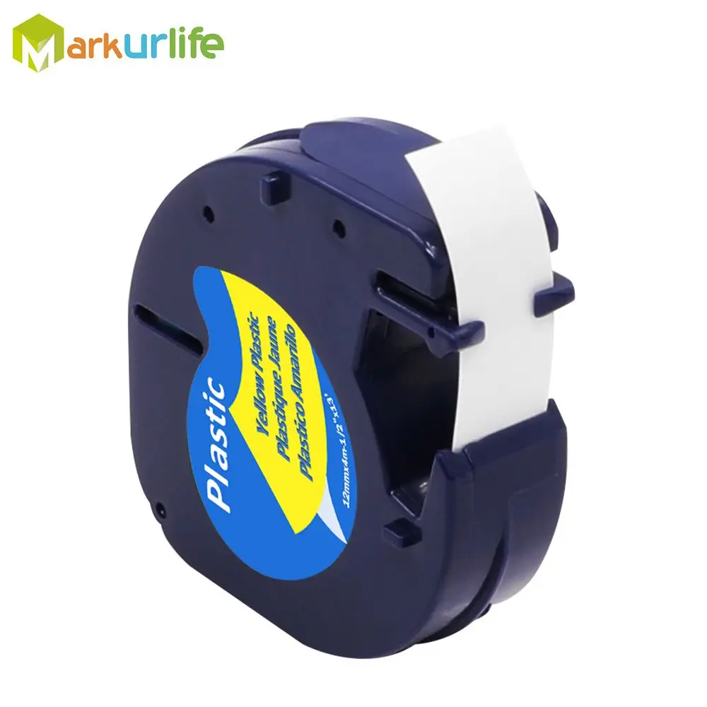 1 шт. совместимый для DYMO LetraTag запечатанных лент 12 мм 12267 91200 91201 92102 91203 91204 91205 для принтер для этикеток DYMO чайник - Цвет: Black on Yellow