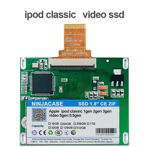 Твердотельный накопитель для iPod Classic, SSD-накопитель 1,8 дюйма 32 ГБ, 64 ГБ, 256 ГБ, 512 ГБ, ТБ, 160 Гб, замена MK1634GAL, MK1231GAL, HS12YHA