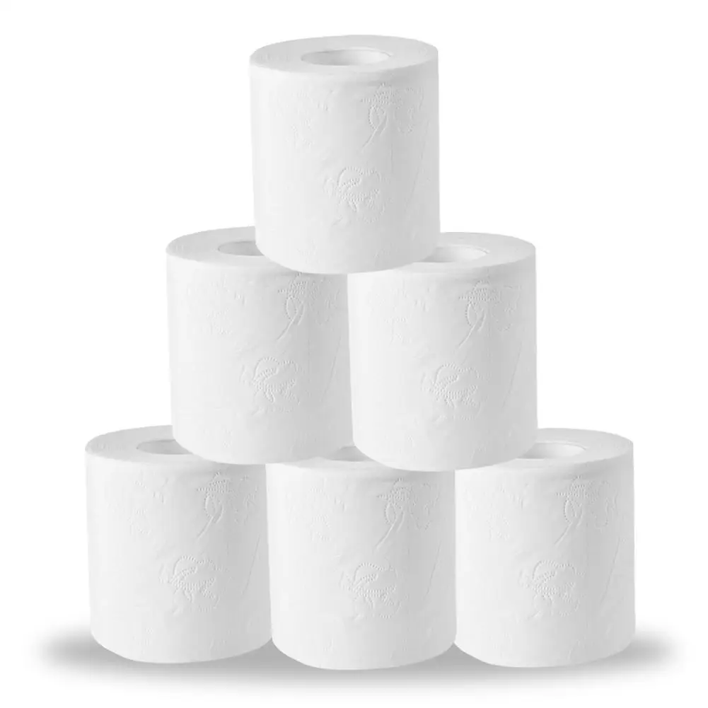 

6pcs/bag 3ply White Toilet Tissue Hollow Replacement Roll Paper Clean Prevent Flu Cleaning Toilet Tissue Soft Toilet Paper