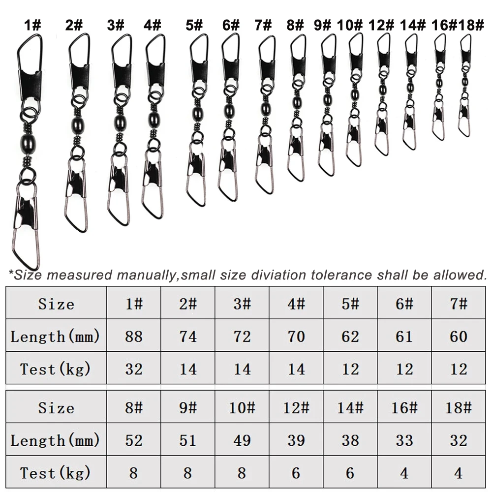 Bimoo 40/100pcs Copper Fishing Barrel Swivels With Double Safety Snaps Quick Change Pin Line Lure Hook Connector Link | Спорт и