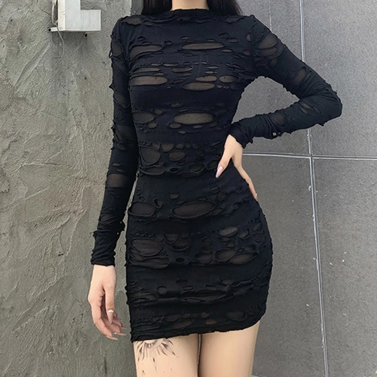 Сексуальное готическое Платье одежда Женское сексуальное однотонное облегающее