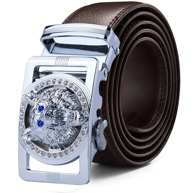 

Famous Designer Belts Men High Quality Belt Wolf Head Buckle Girdle Casual Waist Strap Cowboys Jeans Male Strap Fashion Novelty