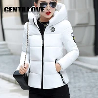 gentillove winter parkas women coat jacket hooded thick warm short outerwear female slim cotton padded basic tops outwear