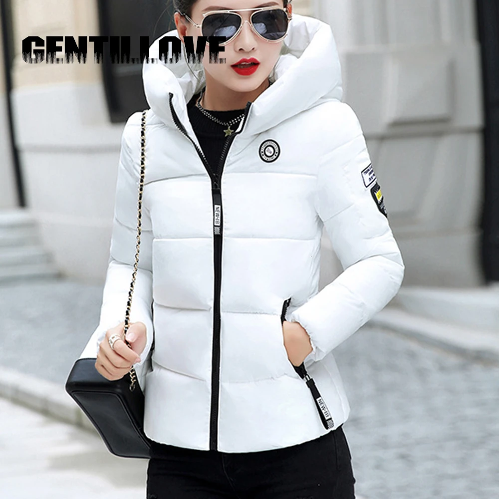 Куртка Gentillove женская с капюшоном плотная теплая короткая верхняя одежда