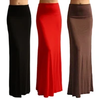 women high waist flare fishtail maxi long skirt lady solid color pleated package hip evening beach party a line pencil skirt