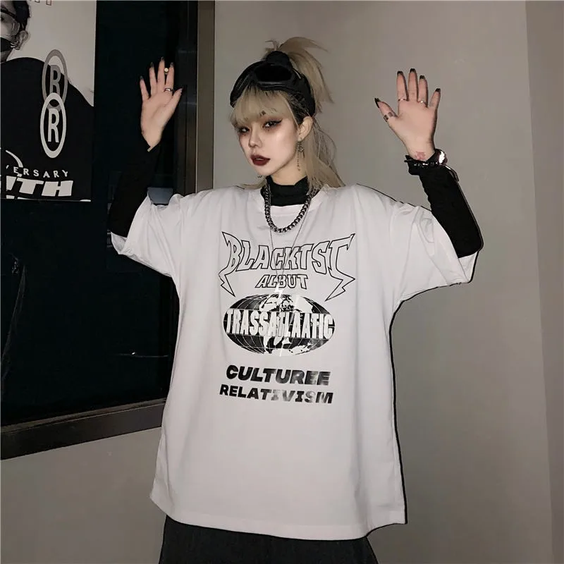 NiceMix Новинка стильная футболка с принтом пистолета букв Повседневная Свободная