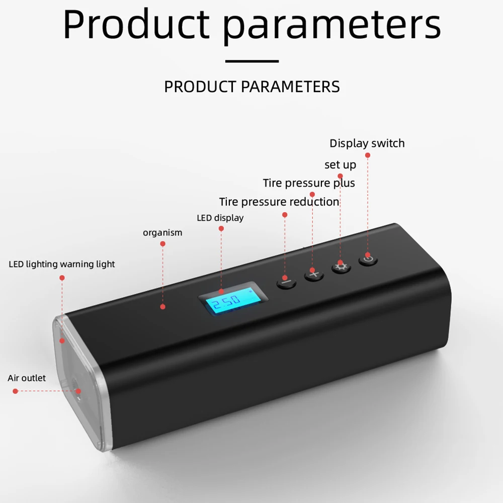 

150PSI Convenient Air Pump Tire Inflator Portable Compressor Digital Car Tire Pump for Car