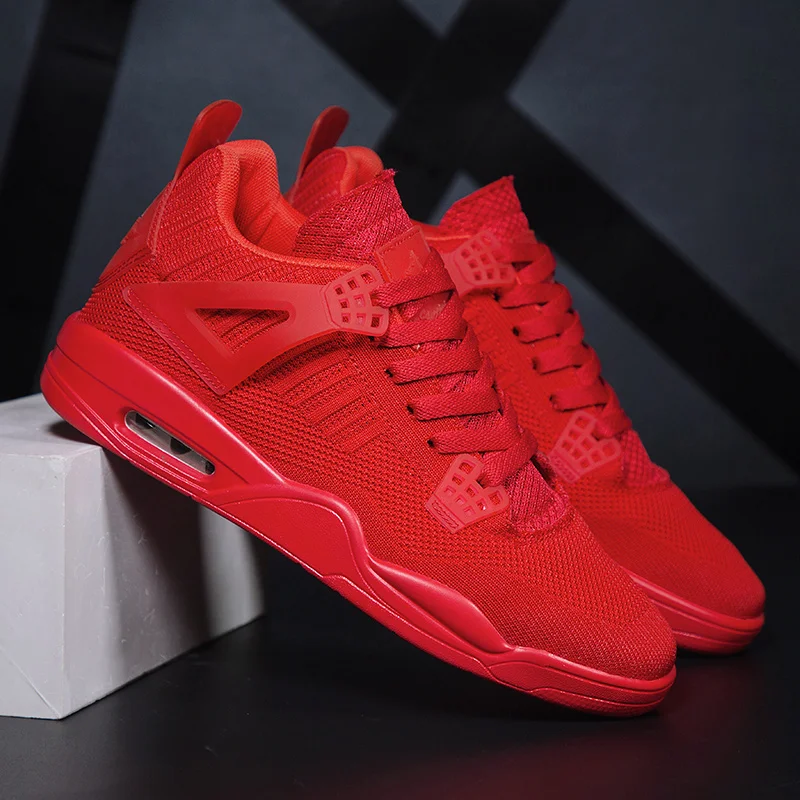 Кроссовки RUIFF мужские для баскетбола однотонные красные вязаные винтажные