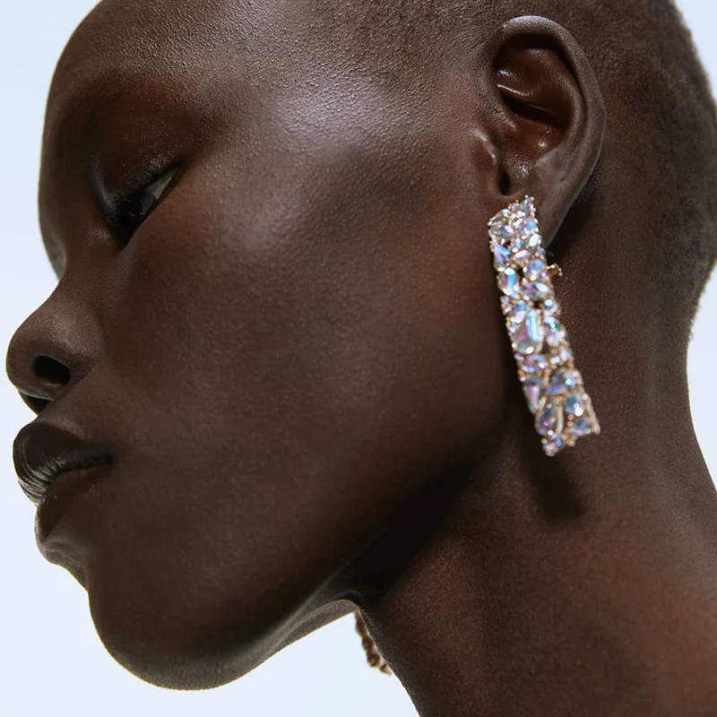 

JUJIA za Fashion Boho Crystal Earrings For Women New Rhinestone Statement Pearl Drop Earrings Bijoux Wholesale