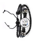 Черный кожаный браслет America TV Friends Show, стеклянный кабошон 20 мм, регулируемый браслет, ювелирные изделия, рождественские подарки для лучших друзей