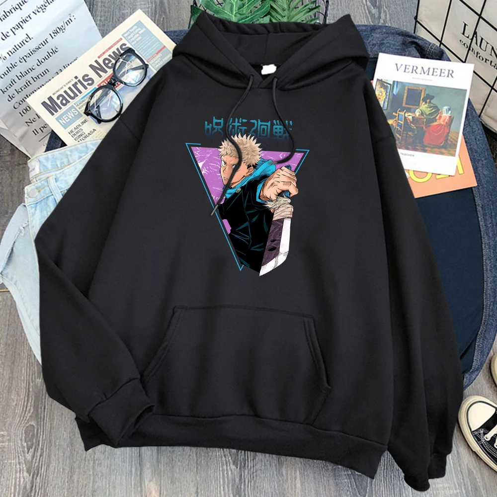 

Jujutsu Kaisen Yuji Itadori Drucken Hoodies Frau Kawaii Oversize Sweatshirt Winter Fleece Grafik Koreanische Mode Cartoon Mit