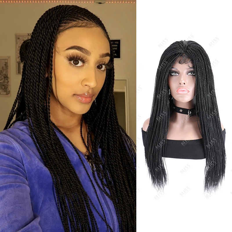 

Synthetic Lace Front Wig For Women 13X7 Synthetic Braiding Hair 28inches Hair For African Braids Black Braided Wigs Baby Hair