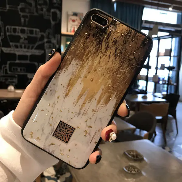 Style K Золотой фольга мрамор Bling чехол для телефона для iPhone 11 pro XS Max XR X TPU гранитный чехол с геометрическим рисунком для iPhone 7 8 6 6s Plus блестящий чехол - Цвет: Style K