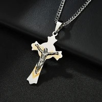 san benito medal cross jesus pendant stainless steel saint benedict link chain necklaces for women men religious jewelry