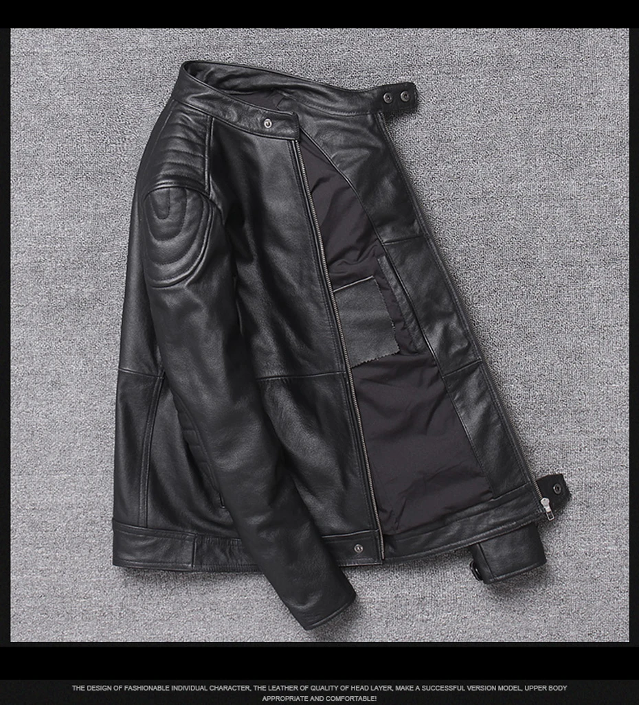 Chaqueta cuero hombre куртка кожаная куртка популярная мужская куртка из натуральной кожи тонкая байкерская куртка крутая 19037-5