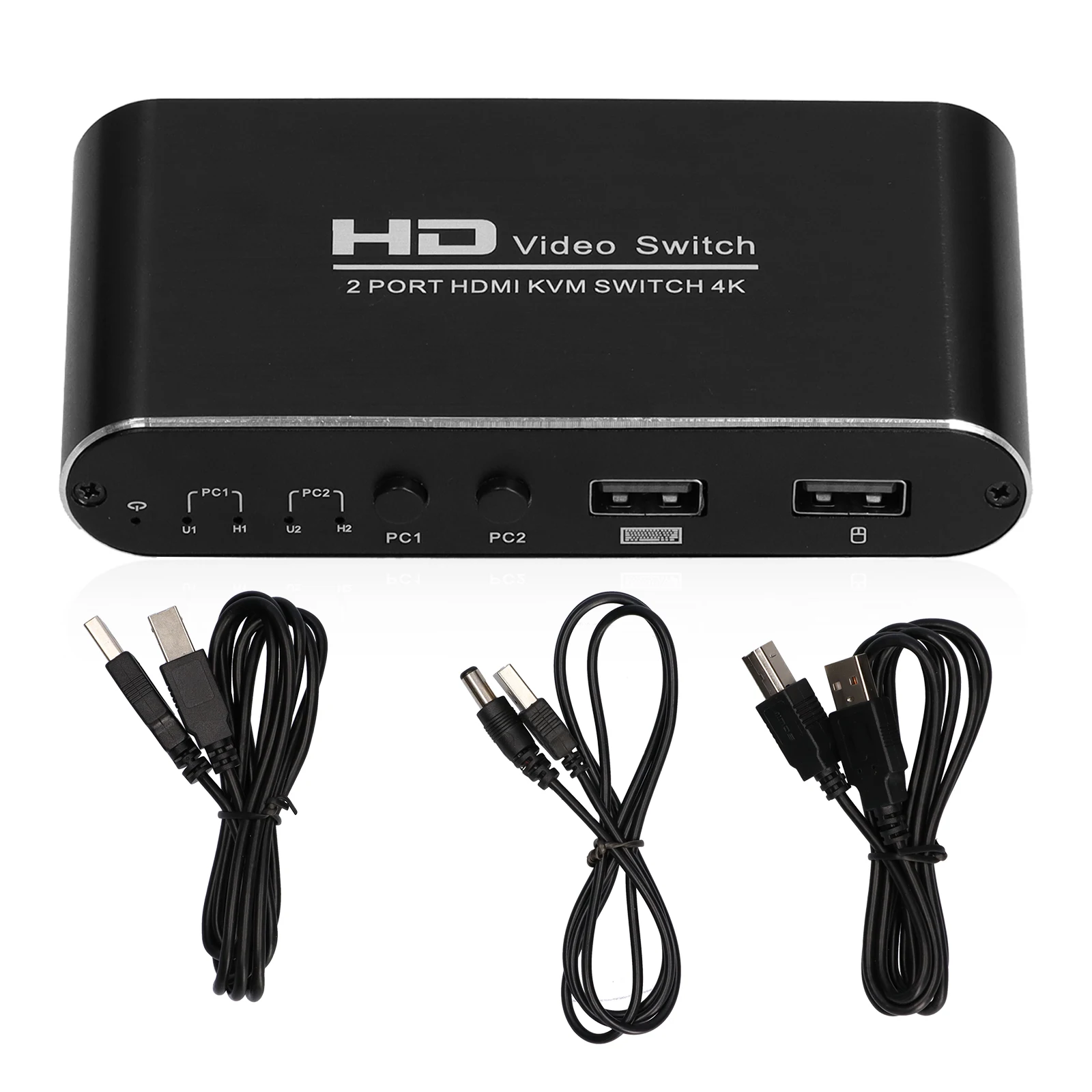 

AM-KVM201-YT KVM Switch 4K HDMI 4 Port Box High Definition KVM Switcher Alloy Switcher Box Exquisite Selector Switcher for Home