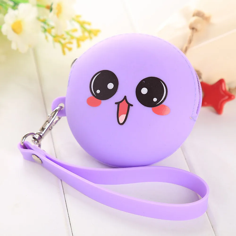 purple Милый мультяшный кошелек на молнии, силиконовый кошелек для монет, креативный детский мини-кошелек для денег, чехол для монет, ткань, милый кошелек для монет - Цвет: purple