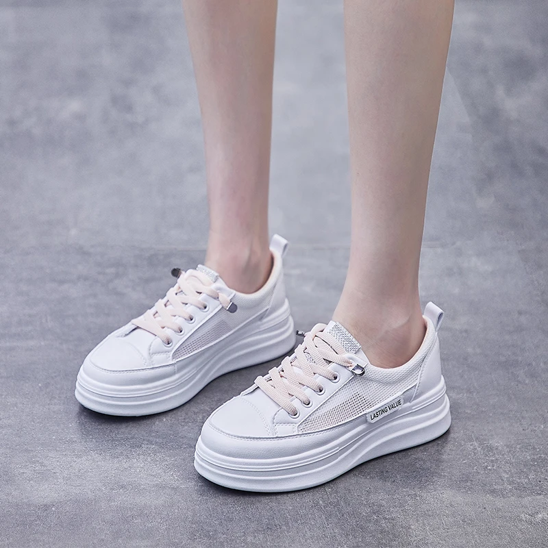 

Fashion Mesh Casual Shoes Flats Women Lace Up Dames Sneakers Platform Round Toe Zapatillas Casual Mujer For Summer Breathable