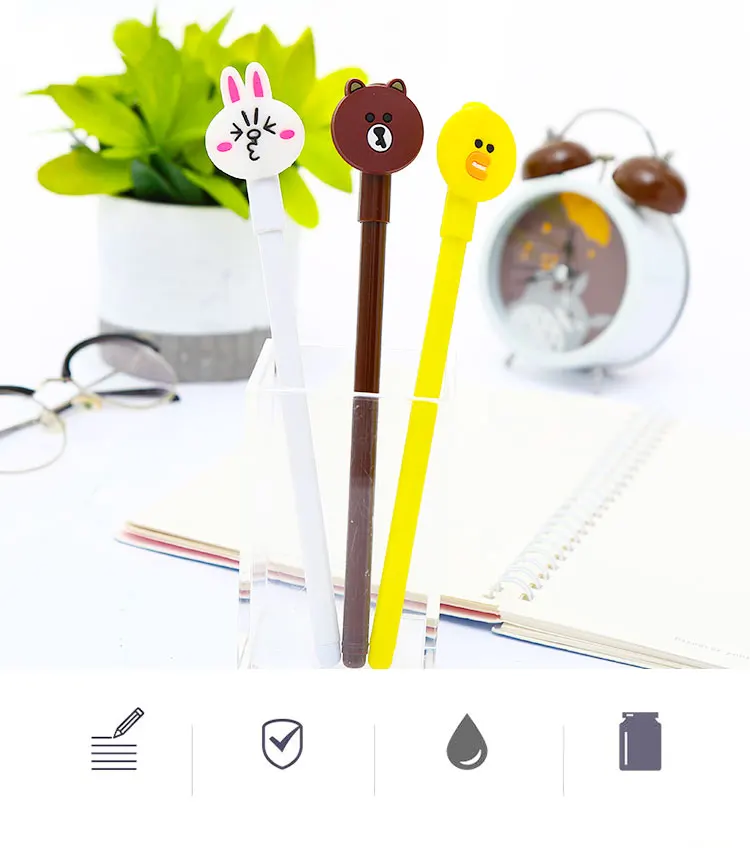 12 шт. Kawaii Line Friend гелевая ручка милые корейские канцелярские принадлежности с аниме элемент Kawai школьный материал офисная поставка стационарная вещь халява