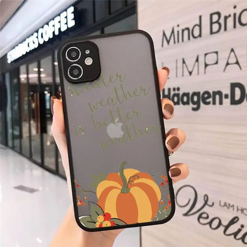 

Pumpkin Happy Autumn Phone Cases Matte Transparent for iPhone 7 8 11 12 s mini pro X XS XR MAX Plus cover funda