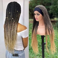 long box braids headband wig ombre brown braided african dreadlock wig synthetic braiding beauty hair wigs for womenmen