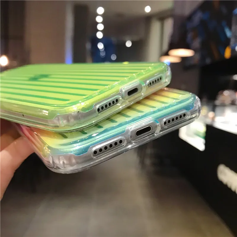Цветной прозрачный чехол LOVECOM Laser для iPhone 11 Pro Max XR X XS 7 8 Plus мягкий из ТПУ + PC неровный