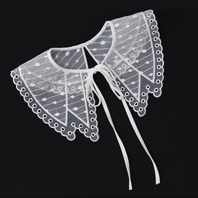 

Q1FA Embroidery Fake Collar Various Shape False Collar Breathable Summer Faux Collar Necklace Dress Shirt Collar Shawl
