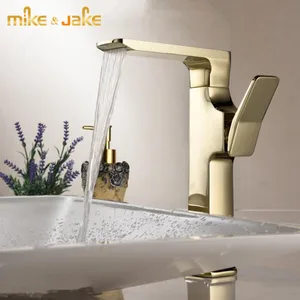 Блестящий Золотой смеситель для раковины, роскошный смеситель для раковины Водопад, Золотой смеситель для раковины, скандинавский черный смеситель для ванной комнаты, высокий кран для ванной комнаты