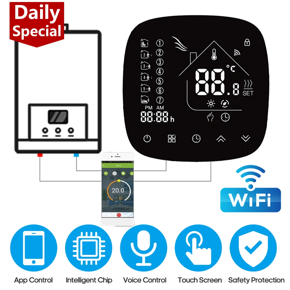 WiFi умный термостат Температура контроллер для воды/Электрический напольного