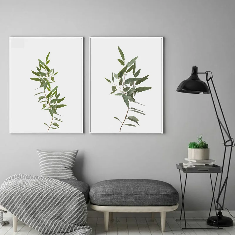 Настенный художественный холст Одуванчик зеленое растение эвкалипт