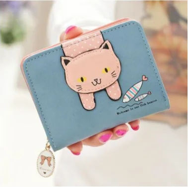 

Women Cute Cat Wallet Small Zipper Girl Wallet Brand Designed Pu Leather Women Coin Purse Female Card Holder Wallet Billetera