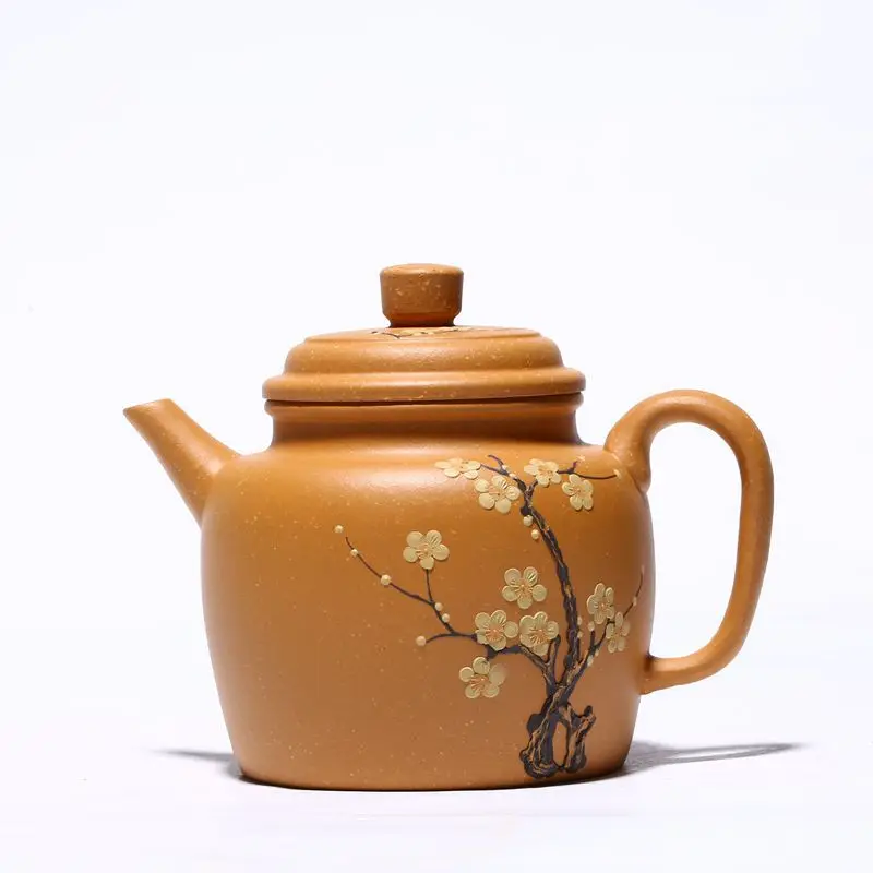 

Flower tea pot Yixing section clay purple clay teapot hand painted Ming style Qin Quan Kung Fu tea set online shop